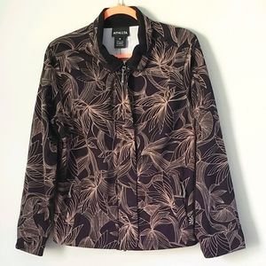 ATHLETA ODYSSEY BLACK LEAF PRINT JACKET SZ M